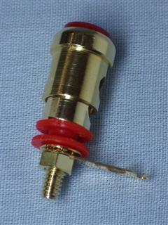 Plugs e conectores - Borne Alto-Falante Dourado 14mm Vermelho
